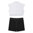 thumbnail image 4 of TiaoBug Kids Girls 2 Piece Dance Outfits Sleeveless Crop Top and Shorts Gymnastic Set White 6, 4 of 6