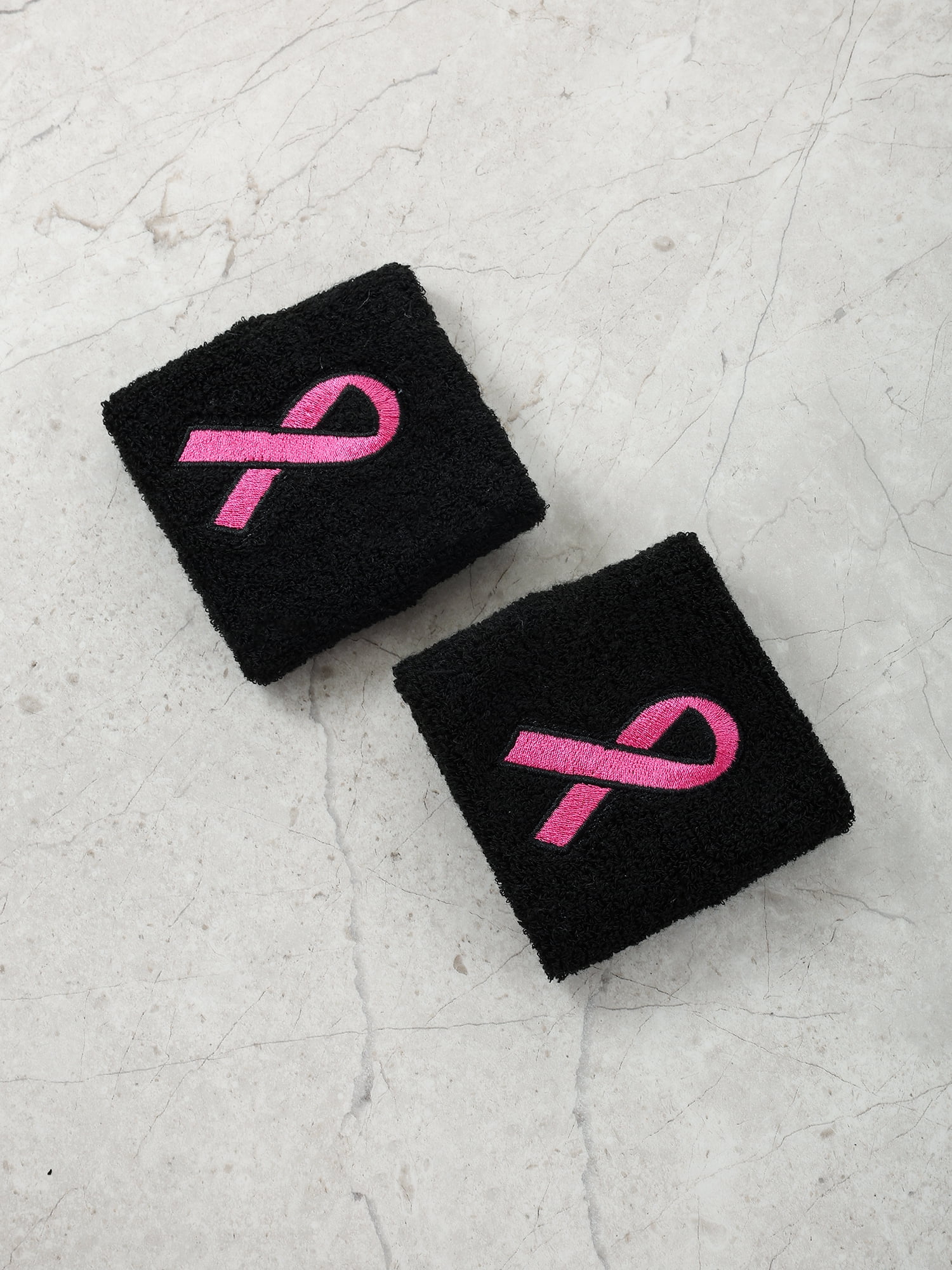 Breast Cancer Awareness Sweat Bands, 2 Pieces, Black