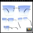 thumbnail image 3 of Womens Beveled Large Square Rectangle Rimless Cat Eye Luxury Sunglasses Silver - Blue, 3 of 8