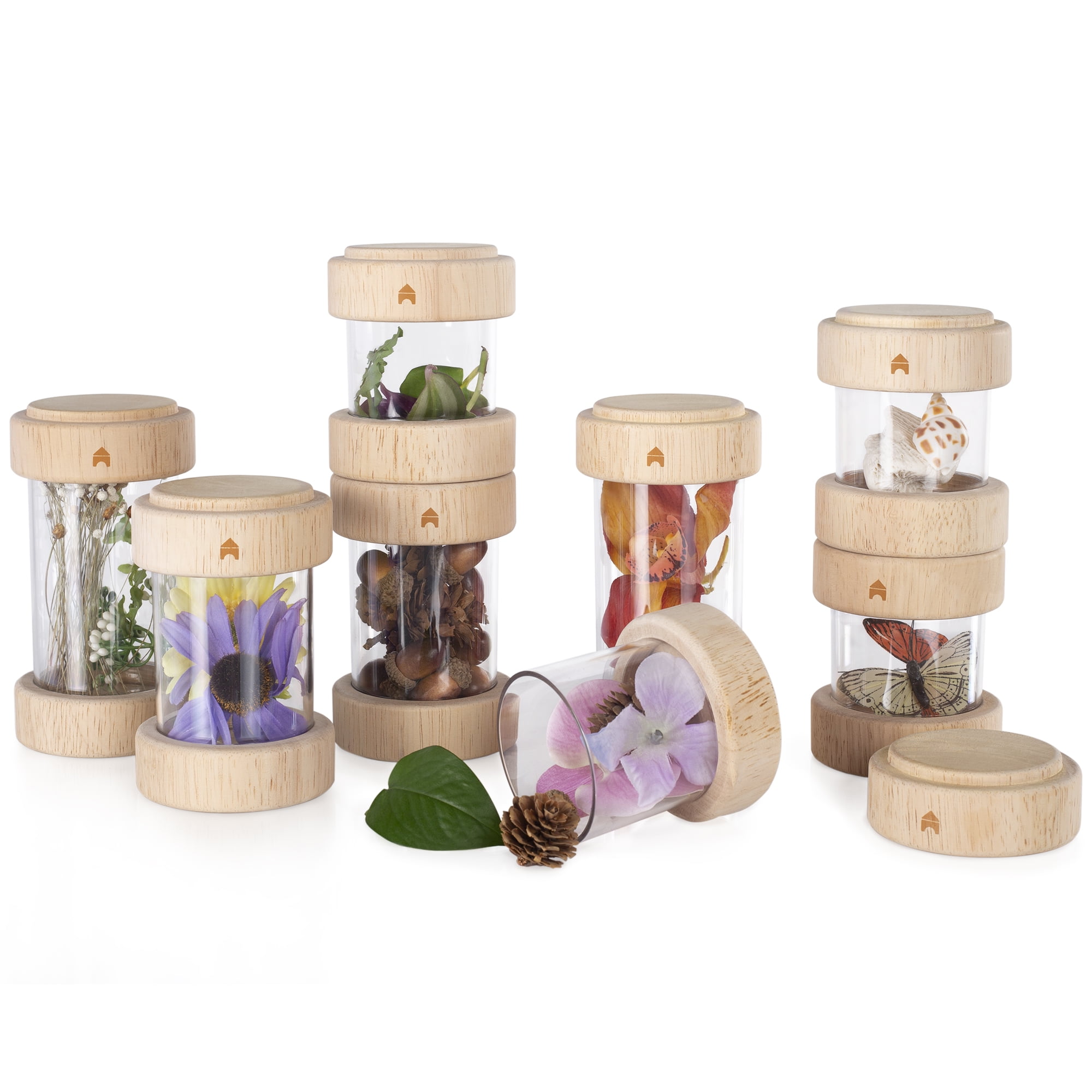 Guidecraft Treasure Tubes Clear: Observation Stacking Acrylic Tubes with Transparent Window, Kids' Sensory Exploration Toy