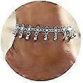 thumbnail image 1 of Pulsera de tobillo con flores de 23+9 cm para mujer, resistente al agua, de plata, talla grande, estilo vintage bohemio, indio, no se deslustra, bonita y gruesa, estilo cubano, estilo amistad., 1 of 4