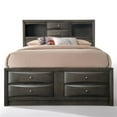 thumbnail image 4 of Bowery Hill Transitional Design Queen Size Bed with Storage, Headboard Bookcase in Gray Oak, 4 of 6
