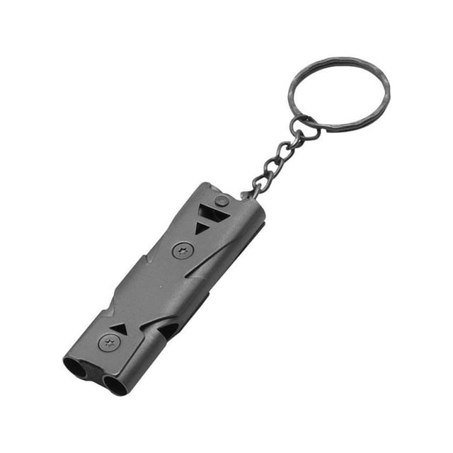 Nouveau Sifflet à Double Fréquence en Forte Demande, Sifflet de Survie d'Urgence à Double Tube en Alliage d'Aluminium pour Activités de Plein Air Camping Randonnée, Acier Inoxydable