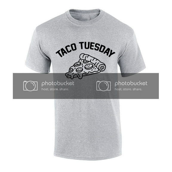 Funny Junk Food Taco Tuesday Ironic Pizza Graphic Short Sleeve T-shirt-XL Sports Grey