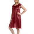 thumbnail image 3 of Ezi Satin Nightgowns for Women - Soft & Breathable Knee-Length Night Gowns - Adult Womens Nightgown M - Plus Size,L,Wine, 3 of 9