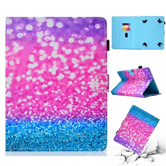 Universal Case for 9-10 Inch Tablet, Allytech Slim Stand Folio Cover for Fire HD 10 2017 2015, iPad 9.7 6th 5th, Galaxy Tab A 9.7 S2 /S3,RCA,Google,ASUS,LG,Touch Andriod Windows,iOS, Glitter Sand