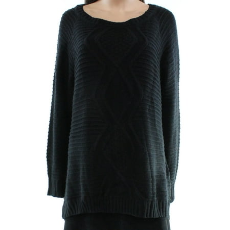 Ny Collection Plus Size Black Cable-Knit Sweater 1X