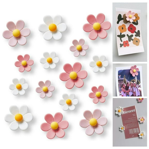 16 pcs - Cute Flower Magnet, Girl Pink Magnet for Fridge and Locker, Whiteboard, and Decoration