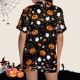 thumbnail image 6 of MVRLSH Womens Pajama Sets for Women 2 Piece Halloween Pumpkin Print Button Short Sleeve Shirt And Short Plus Size Cute wear Soft Sleepwear Lounge Set Black - XXL, 6 of 7