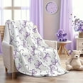 thumbnail image 2 of [Cozy Throw Blanket] Soft Lightweight 1pc Charming Purple Bowknot Flannel Throw Blanket | 50x40 Inch, Knit with Cute Bow Pattern, All-Season White Fantasy Theme Decor for Spring & Snuggling, 2 of 6