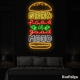 thumbnail image 4 of Craftnamesign Good Food Good Mood Neon Sign, Burger Fast Food Shop Decor, 4 of 4