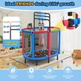 thumbnail image 5 of 60" Toddler Trampoline with Enclosure Net, Kids Trampoline with Basketball Hoop, SHINPT Indoor Trampoline for Kids, Small Trampoline with Ocean Balls, Mini Trampoline with Rings, Gift for Boys Girls, 5 of 11