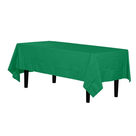 

24 Pack - Disposable Emerald Green Plastic Tablecloth Cover Heavy Duty Plastic Rectangle Tablecloth - 54” X 108” 24 ct