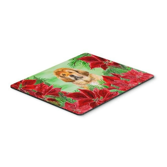 Tibetan Mastiff Poinsettas Mouse Pad, Hot Pad or Trivet