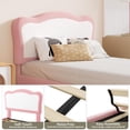 thumbnail image 4 of Upholstered Bed Frame with Scallop Headboard, Cute Velvet Platform Bed Frame for Girls, Boys, Sturdy Platform Bed, No Box Spring Needed, Wooden Slats, Noise Free, Full size, 4 of 7