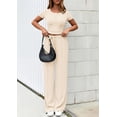 thumbnail image 6 of PRETTYGARDEN Womens 2 Piece Outfits Summer Ribbed Knit Button Short Sleeve Tops Casual Wide Leg Pants Lounge Sets, 6 of 7
