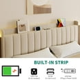 thumbnail image 2 of Garvee King Size Floating Bed Frame with LED Lights, Upholstered Platform Bed with Charging Station & Storage Headboard, No Box Spring Needed, Beige, 2 of 8