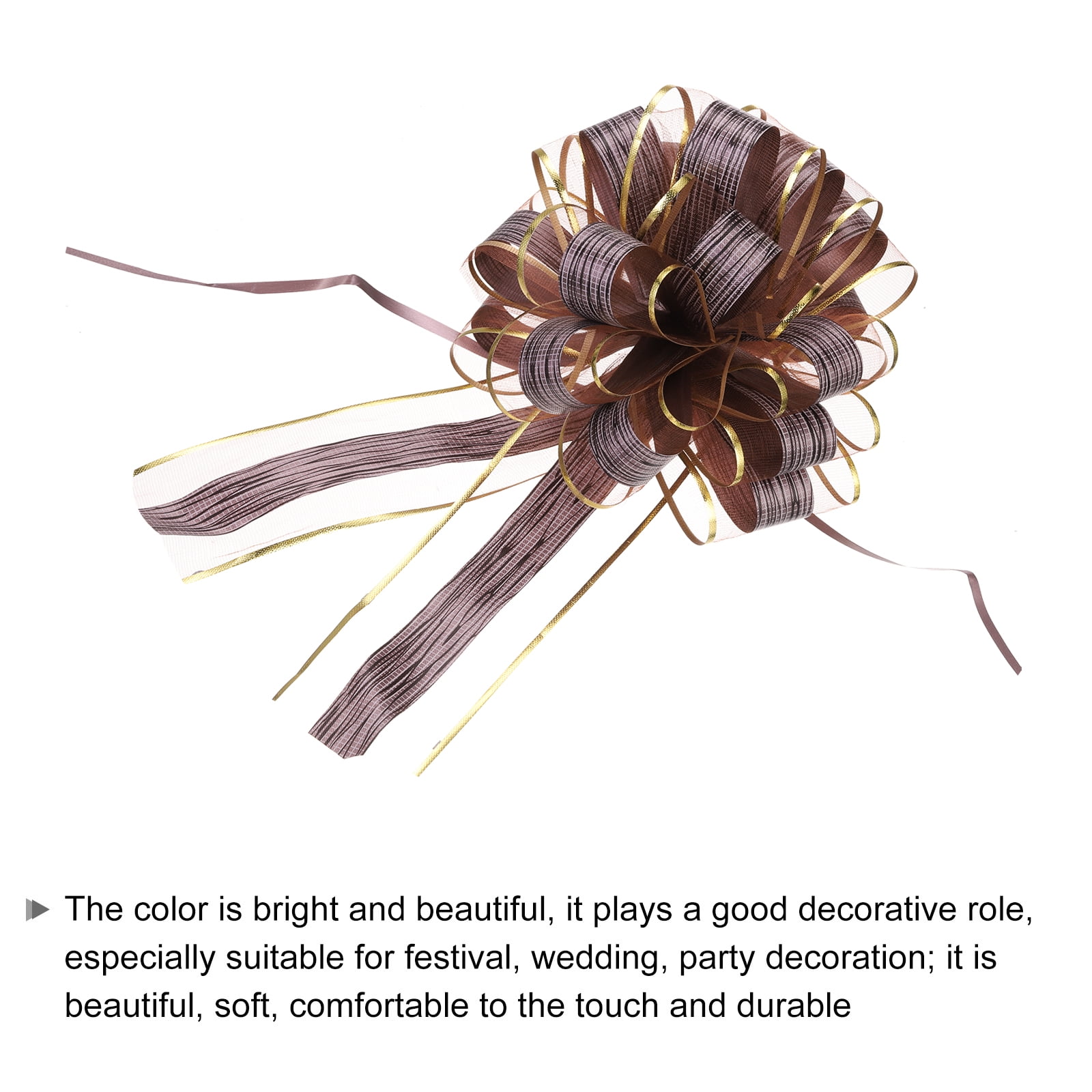 20pcs 8 Inch Large Pull Bow Gift Wrapping Bows Ribbon Organza Coffee for Wedding Presents Christmas Party