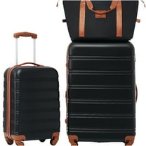 JERFIT 2-Piece Hardshell Spinner Luggage Set with TSA Lock, Lightweight ABS Expandable Suitcases, 20" & 28" Carry-On and Check-In, Black and Brown Combo