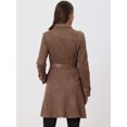 thumbnail image 4 of Abrigo de gamuza sintética para mujer Gabardina con cinturón y botones en la parte delantera de invierno Marrón Oscuro S, 4 of 5