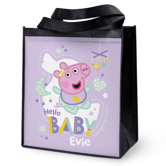 CafePress - Peppa Pig: Hello Baby Evie - 12"x 13", 100% Recycled, Reusable Grocery Bag