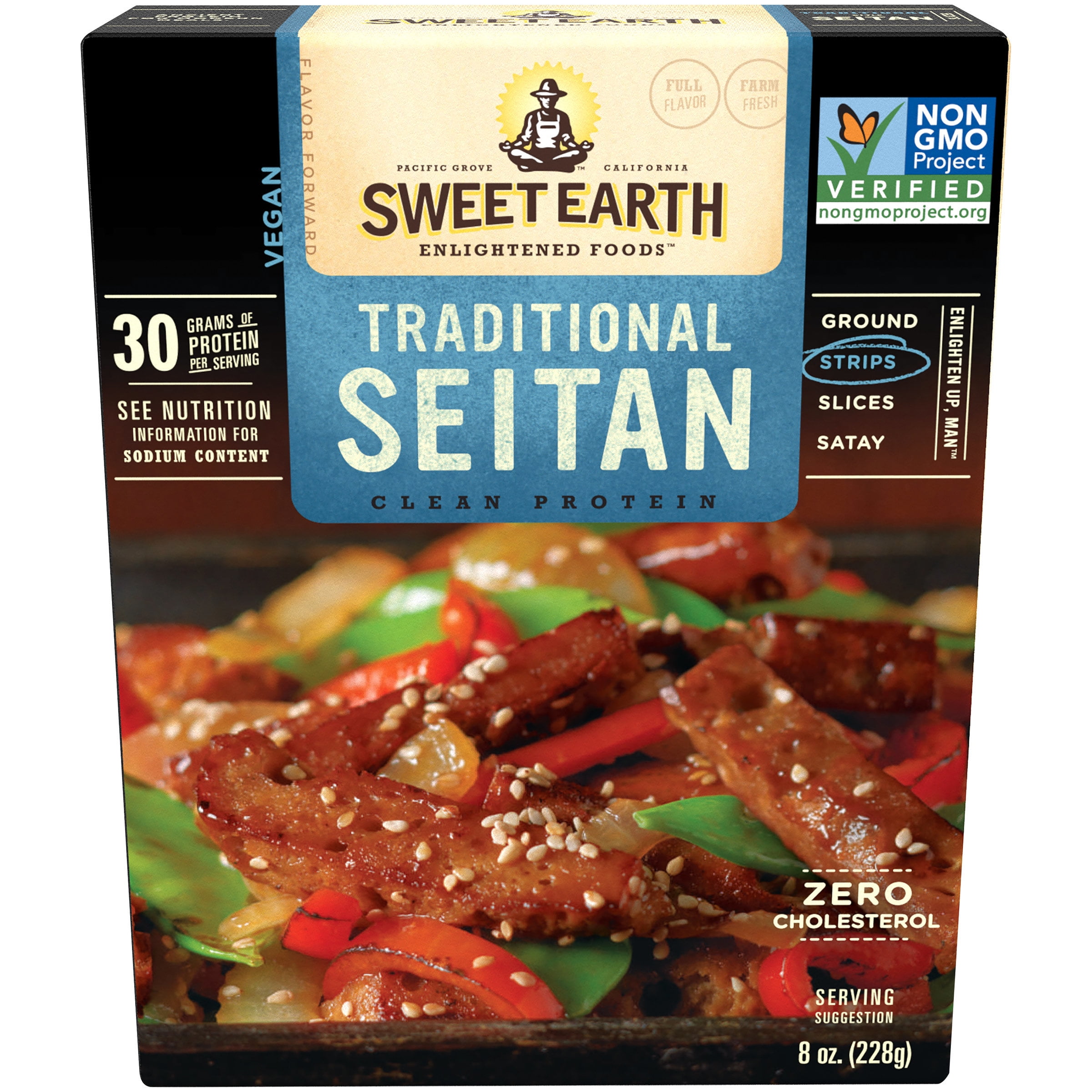 SWEET EARTH Traditional Seitan Strips 8 oz. Box