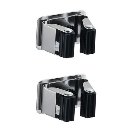 

Clearance Item! Mop Clamp Hilingoto Mop Holder Wall Mount 304 Stainless The Mop Holders From Rusting Reliable Clamping Effect Thanks to Flexible Black Plastic Wheels 5Ml Glue