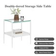 thumbnail image 3 of Set of 2 Rectangle End Table, Tempered Glass Tabletop with MDF layer, Modern Table for Living Room , Transparent Glass, 3 of 5