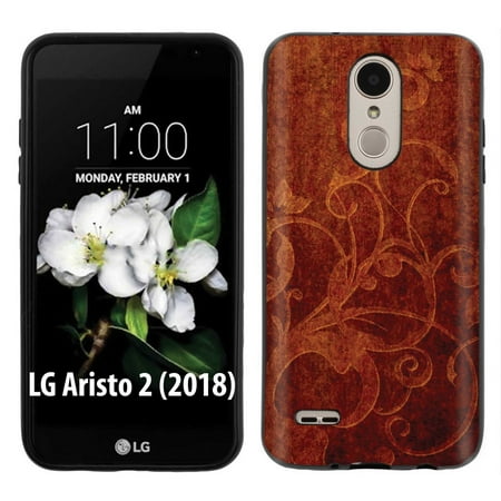 

[NakedShield] LG Zone 4/Fortune 2/Aristo 2/Tribute Dynasty/Risio 3/K8[K8 Plus] 2018 [Black] Ultra Slim TPU Phone Cover Case [Carved Wood Print Print]