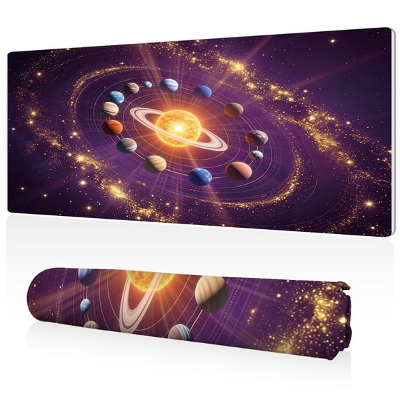 LIVEKEY Solar System Mouse Pad 80x40x0.3cm Extra Large Full Desk Coverage Non Slip Durable Easy Clean Stitched Edges for Gaming and Office