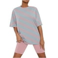 thumbnail image 2 of Ensemble de Pyjama pour Femmes, Haut à Manches Courtes en Laitue Unie avec Short, Ensemble de Pyjama, Cadeaux pour Femmes, G, 2 of 5