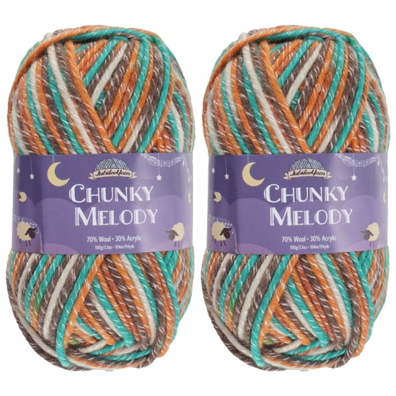JubileeYarn Chunky Melody Yarn - 100g/Skein Bulky Wool Blend - Rustic Teal - 2 Skeins