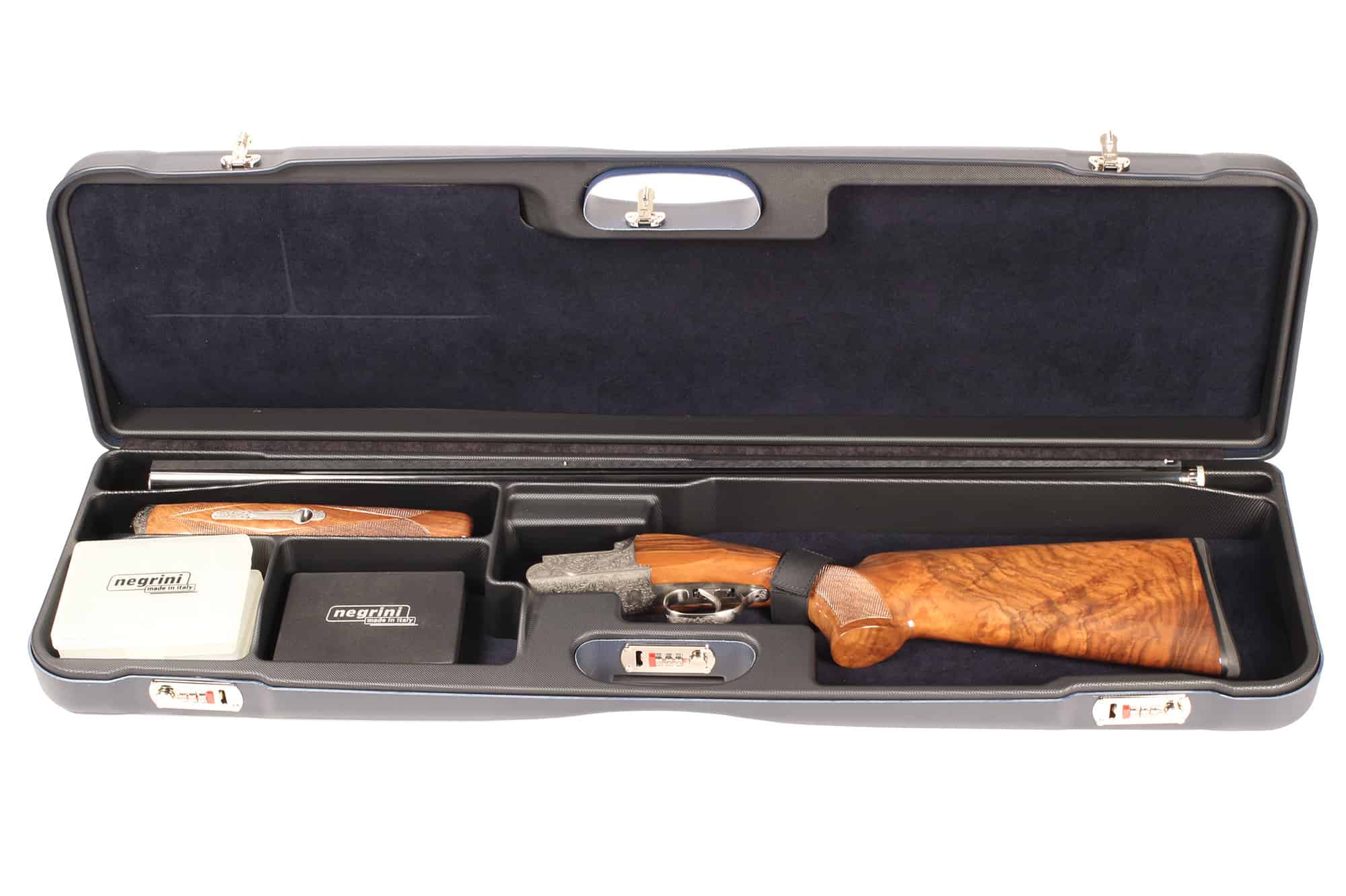 Negrini Economy OU High Rib Trap/Sporting Shotgun Case, Blue/Blue, L37.5in x H10.5in x D3.75in