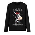 thumbnail image 3 of Floleo Clearance Fall Clothes For Women Women Printed Long Sleeve Sweatshirt Pullover Shirts Top Blouse Black, 3 of 4