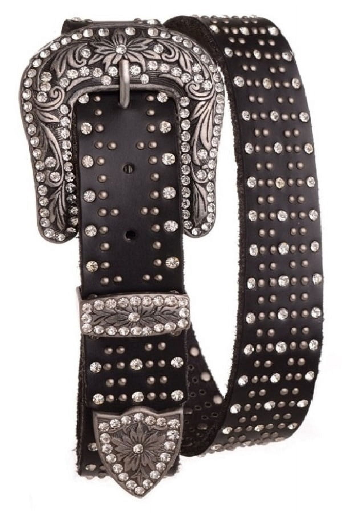 Genuine Leather and Calf Hair Belt With Rhinestone Cross Buckle Belt Size XL 50127 Rhinestone Belt Fashion Western Bling Crystal Genuine  main image 4