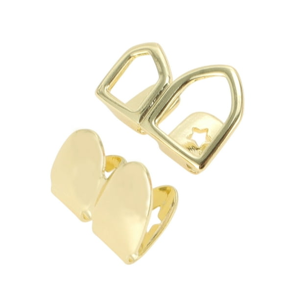 Unique Bargains 1 Set Fake Teeth Grills Fashion Square for Hip Hop Gift Gold Tone