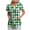 thumbnail image 6 of GEWSEY St Patricks Day Scrub Tops for Women Short Sleeve V Neck Scrubs Lucky Shamrock Print Plus Size Medical Uniform Shirts (Light Gray, S), 6 of 8