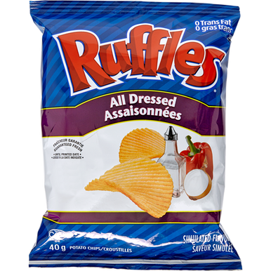 RUFFLES Potato Chips, All Dressed, Vending Chips 48x40.0 g