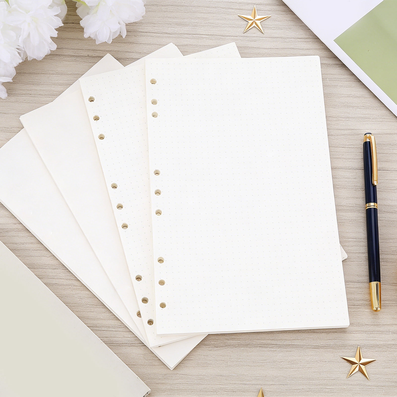 UJMNHYGT Loose Leaf Paper 45 Sheets Wide Ruled 7.09x10.24 Inch, Bulk Office Filler Sheets 9 Hole Punched, Wide Ruled Notebook Paper for 9 Ring Binder