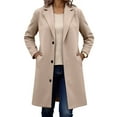thumbnail image 5 of Mgmyaa Women's Thicken Wool Button Front Stand Collar Long Sleeve Pea Coat with Deep Pockets Loose Fit Casual Winter Jacket, 5 of 6
