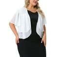 thumbnail image 4 of Plus Size Cropped Cardigan for Women Short Sleeve Open Front Lightweight Sheer Shrug 2X White, 4 of 6