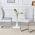 thumbnail image 1 of Juego de dos sillas modernas con arco: asiento de cuero sintético de alta resistencia y patas de metal con arco plateado (gris), 1 of 5