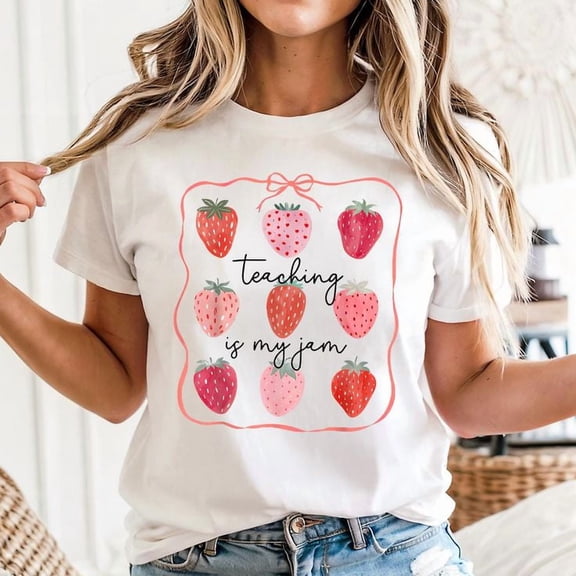 Teaching Is My Jam Teacher Team Crew Cute Strawberry Girls T-Shirt Unisex, Sizes S-5XL, Tbun