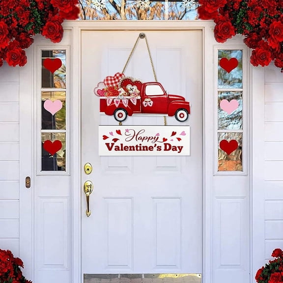 HBBKVI Valentines Day Door Decoration Sign, Wooden Hanging Welcome Sign Valentine Decorations Spring Decor for Front Door