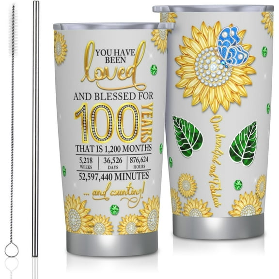100th Birthday Gifts for Women, Gifts for 100 Year Old Woman Tumbler 20oz, 100th Birthday Decorations Women, 100th Birthday Mugs, 100 Year Old Birthday Gifts for Women, 100th Birthday Gift for Grandma