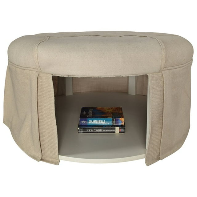 Furniture of America Pouf de Rangement Rond Onsah en Beige