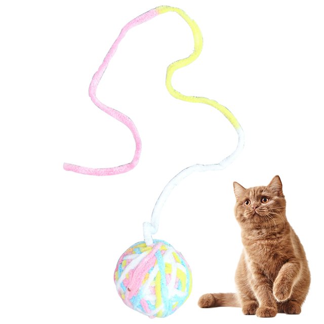 Cat Toy Ball Wool Interactive Funny Cat Pom Pom Toy Kitten Play Ball with Bell