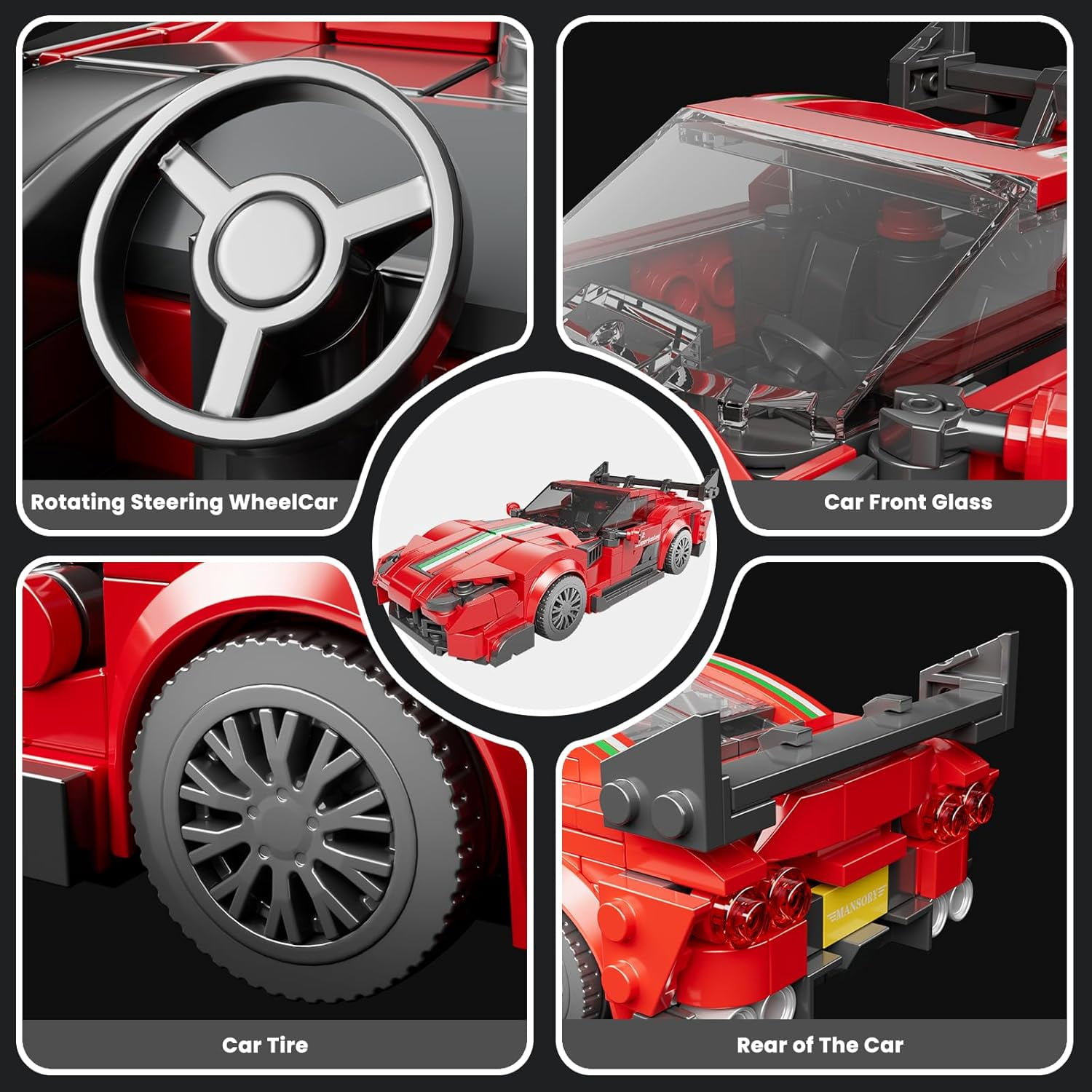 F81Z Classic Sports Car Building Kits, MOC Racing Car Toys Model, Vehicle Blocks Set Suitable for Boys to Build, House Decoration   Adults  (449 Pcs)