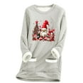 thumbnail image 3 of Feancey Womens Thermal Tunic Tops Christmas Fleece Lined Crewneck Sweatshirts Funny Santa Claus Printed Pullover Xmas Casual Loungewear Pajamas with Pockets Gray 3XL, 3 of 4