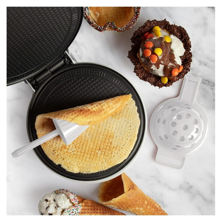 Waffle Cone and Bowl Maker for Homemade Ice Cream Cones Includes Shaper Bowl Press Electric Nonstick Waffler Iron Machine Easter Dessert Fun Unique Birthday Gift Treat for Kids Adults